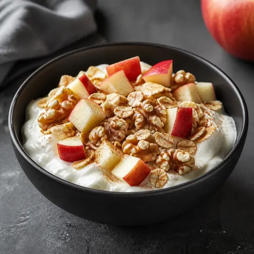 Bol pomme, muesli, noix et fromage blanc, recette du catalogue complet