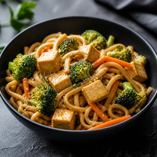 Nouilles au tofu, cacahuète et brocoli, recette du catalogue complet