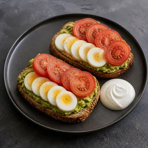 Tartines avocat, œufs et tomates, recette du catalogue complet