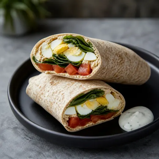 Wrap houmous, œufs et épinards, recette du catalogue complet